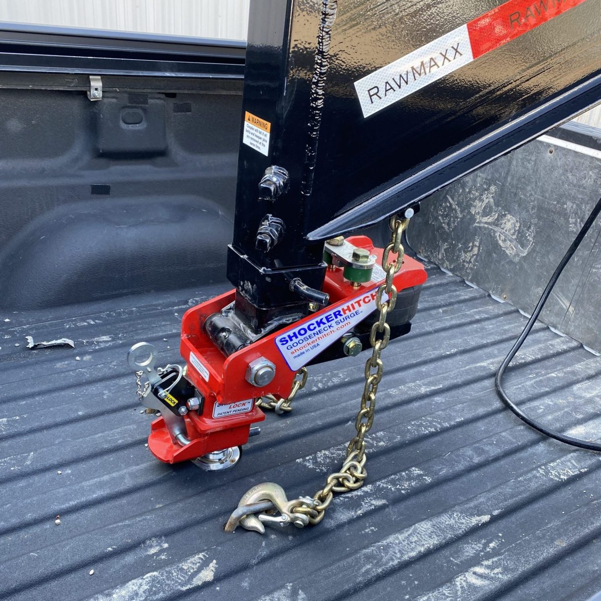 Shocker Gooseneck Air Hitch - Square Stem Installed on RawMaxx Trailer