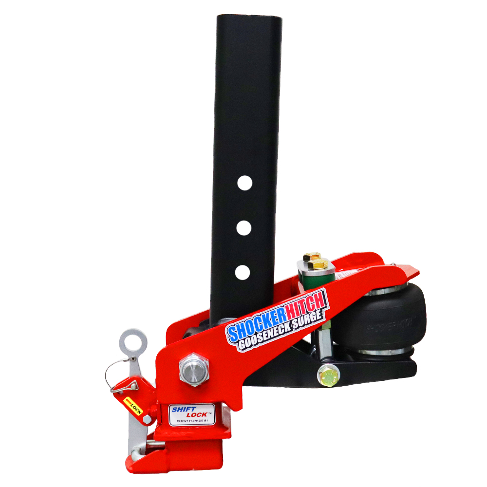 Shocker 30K Gooseneck Air Hitch & Coupler for 2-5-16 Ball - Square Stem - Side View
