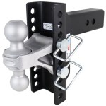 Shocker XR Adjustable Hitch with Silver Combo Ball - 10-Hole Channel - For 2-1/2" Receiver