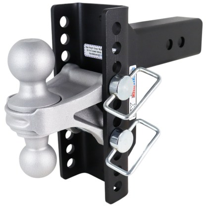 Shocker XR Adjustable Hitch with Silver Combo Ball - 10-Hole Channel - For 2-1/2" Receiver