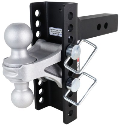 Shocker XR Adjustable Hitch with Silver Combo Ball - 10-Hole Channel - For 2" Receiver