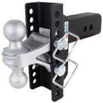 Shocker XR Adjustable Hitch with Silver Combo Ball - 10-Hole Channel - For 3" Receiver