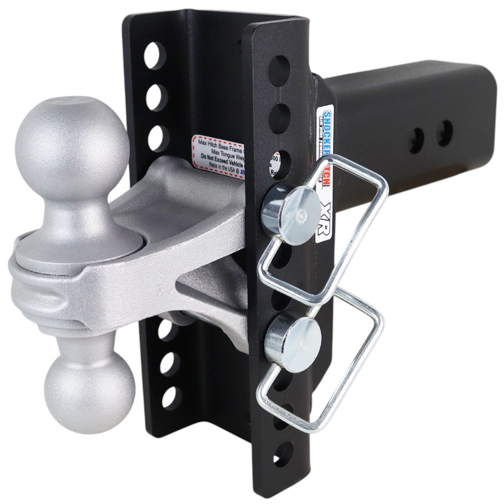 Shocker XR Adjustable Hitch with Silver Combo Ball - 10-Hole Channel - For 3" Receiver