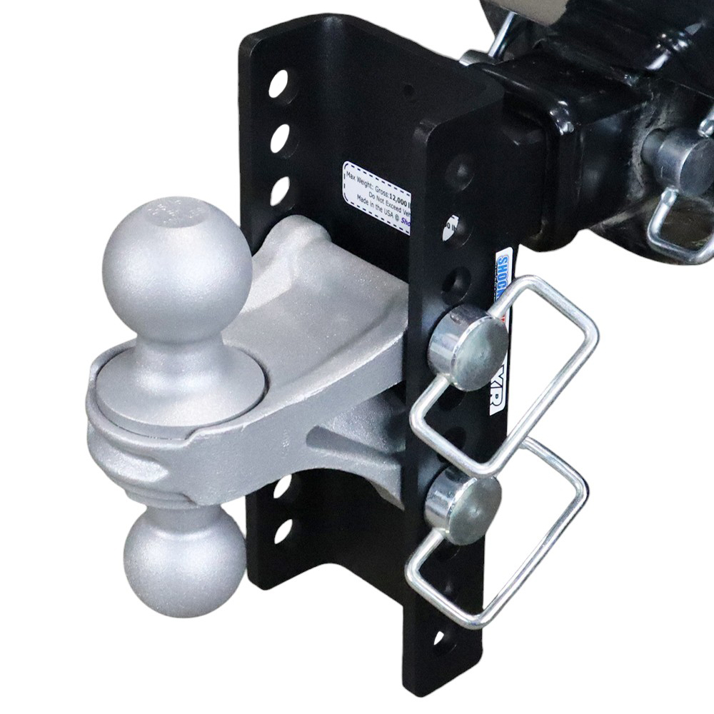 Shocker XR Channel Hitch with Silver Combo Ball Mount - 10-Hole Channel - Installed