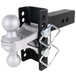 Shocker XR Channel Hitch with Silver Combo Ball Mount - 8-Hole Channel - For 2-1/2" Receiver