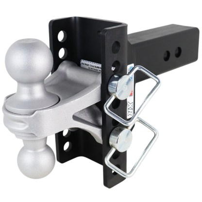 Shocker XR Channel Hitch with Silver Combo Ball Mount - 8-Hole Channel - For 2-1/2" Receiver