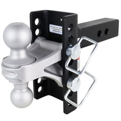 Shocker XR Channel Hitch with Silver Combo Ball Mount - 8-Hole Channel - For 2" Receiver