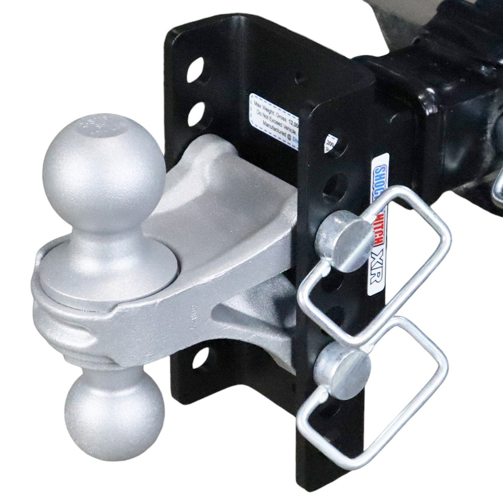 Shocker XR Channel Hitch with Silver Combo Ball Mount - 8-Hole Channel - Installed