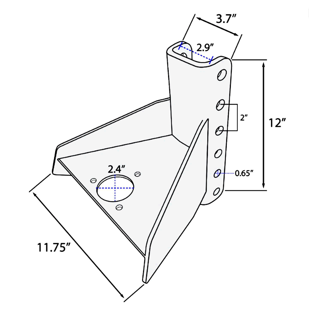 Trailer Tongue Adapter Diagram & Dimensions - SH-410 Series