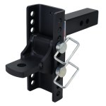 Shocker XR Adjustable Bumper Hitch with Drawbar Mount - 10-Hole Channel - For 2" Receiver Hitch