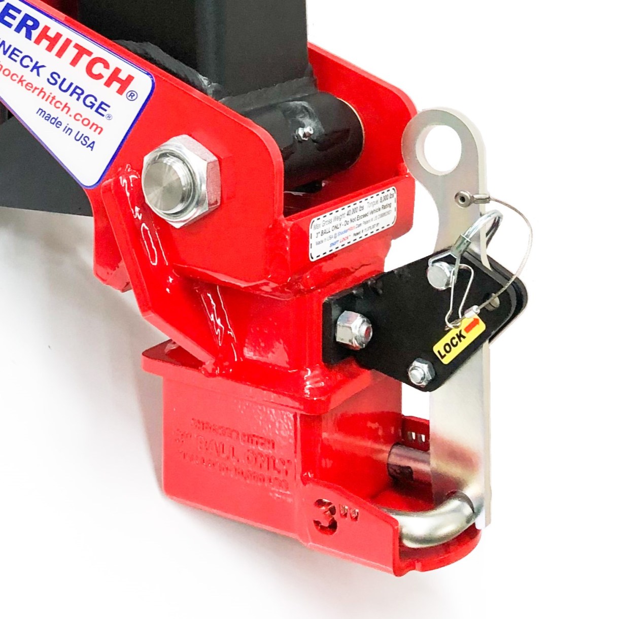 Patented 40K Gooseneck Air Dual Latching Shift Lock Coupler for 3" Ball