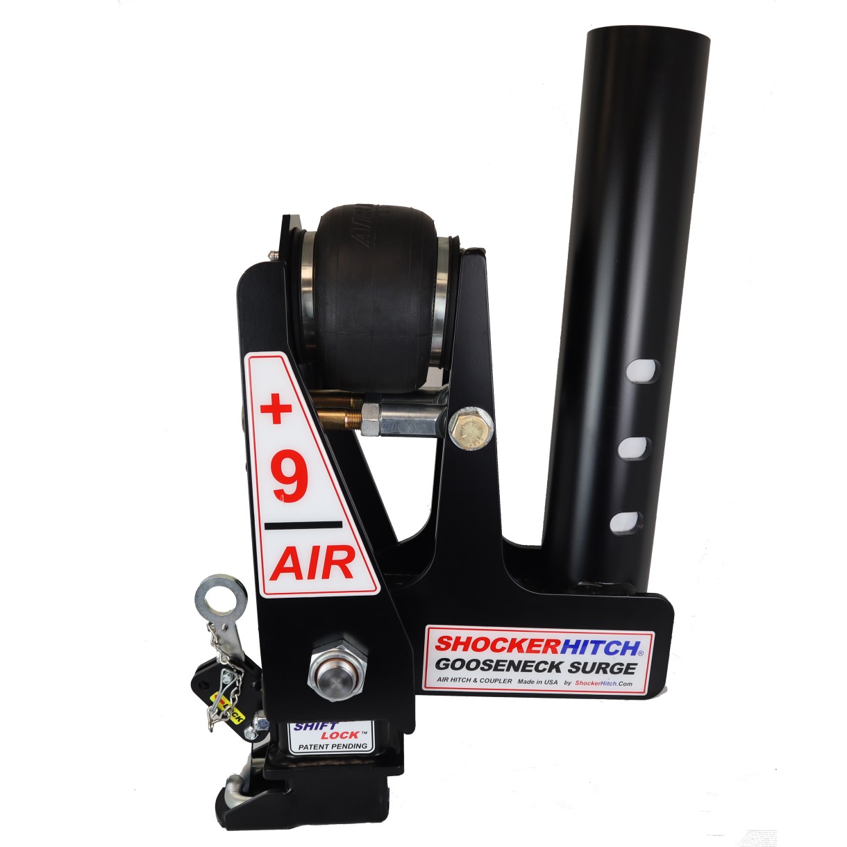 Shocker Gooseneck Air Hitch & Extension Coupler - Round Stem