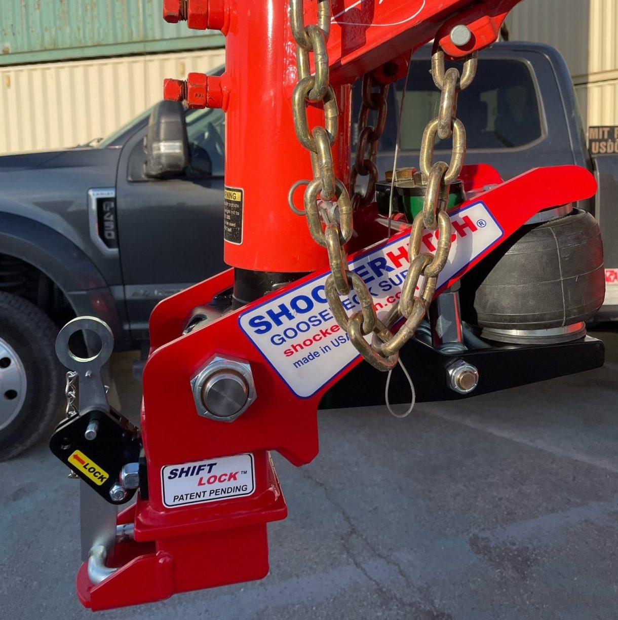 Gooseneck Air Coupler on Red Trailer