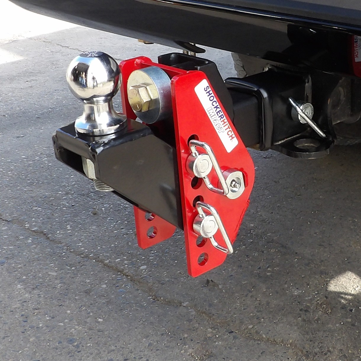 Shocker Impact Raised Ball Mount Hitch on Truck