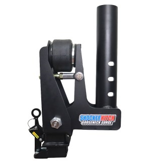 Shocker Gooseneck Air Hitch & 9" Offset Extension Coupler for 2-5/16" Ball - Side (Round Stem - Angled Pin Holes)