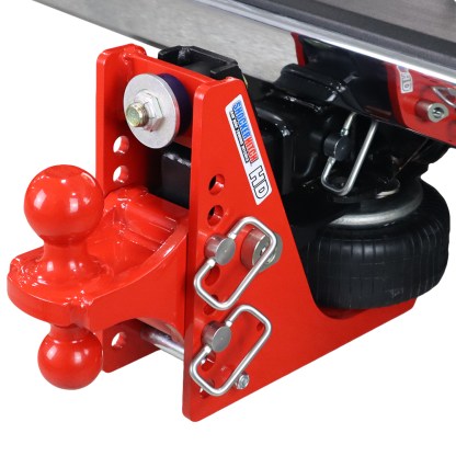 Shocker 20K HD Air Bumper Hitch with Red Combo Ball Mount Installed