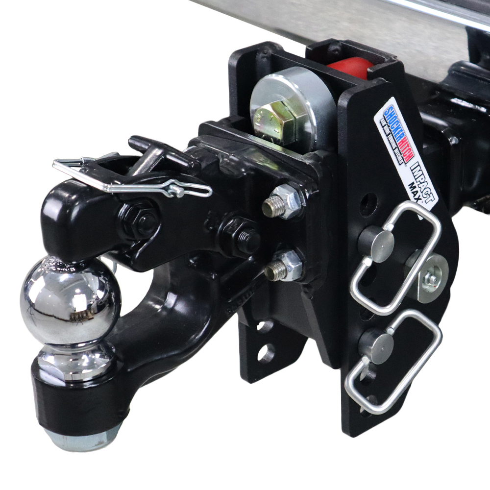 Shocker 20K Impact Max Cushion Bumper Hitch with Pintle Hook & Ball Combo Mount