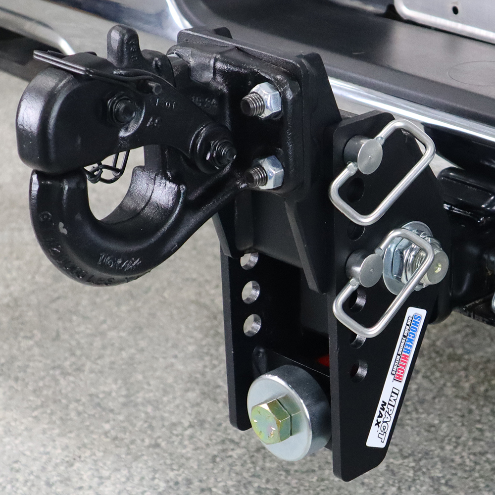 Shocker 20K Impact Max Cushion Bumper Hitch with Pintle Hook Mount - Rise