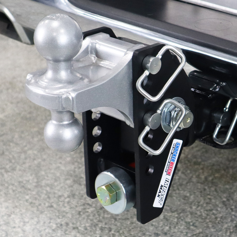 Shocker 20K Impact Max Cushion Bumper Hitch with Silver Combo Ball Mount - Max Rise