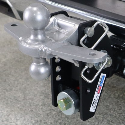 Shocker 20K Impact Max Cushion Bumper Hitch with Silver Combo Ball Mount with Sway Tabs - Max Rise