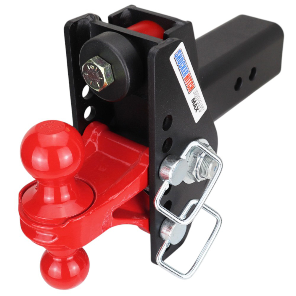 Shocker 20K Impact Max Dual Cushion Bumper Hitch with Red Combo Ball - For 3" Receiver