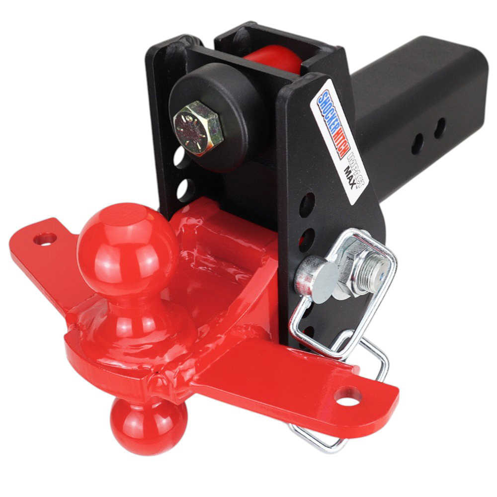 Shocker 20K Impact Max Dual Cushion Bumper Hitch with Red Combo Ball w/ Sway - For 3" Receiver