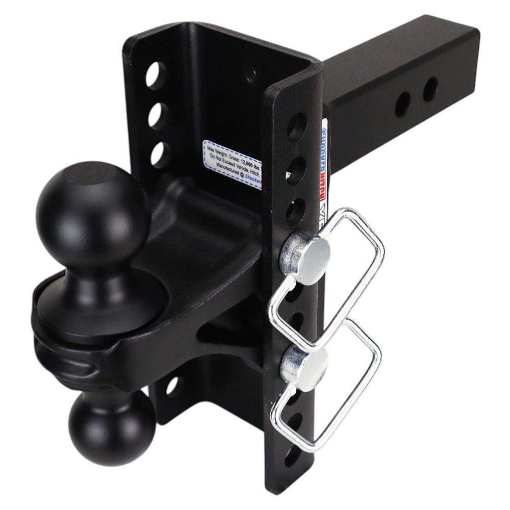 Shocker XR Channel Drop Hitch - Black Combo Balls - Fits 2" Receiver - 10 Hole Frame