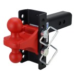 Shocker XR Adjustable Bumper Hitch with Red Combo Ball Mount - 8-Hole Channel - For 2-1/2" Receiver