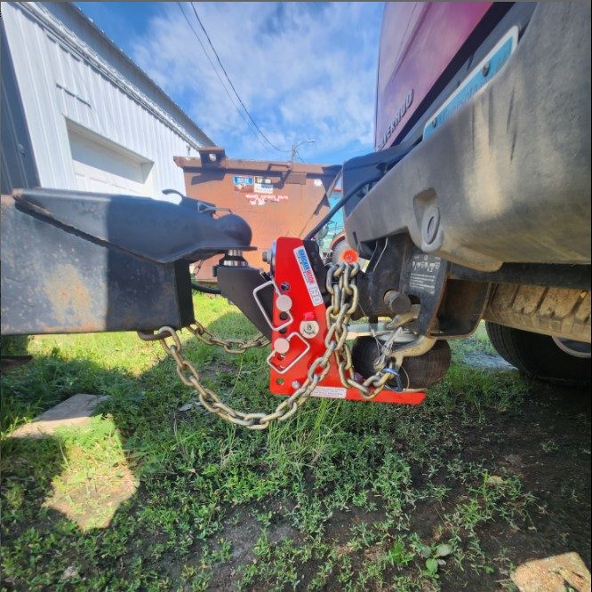 Shocker HD Air Bumper Hitch with Raised Mount - Attached to Trailer