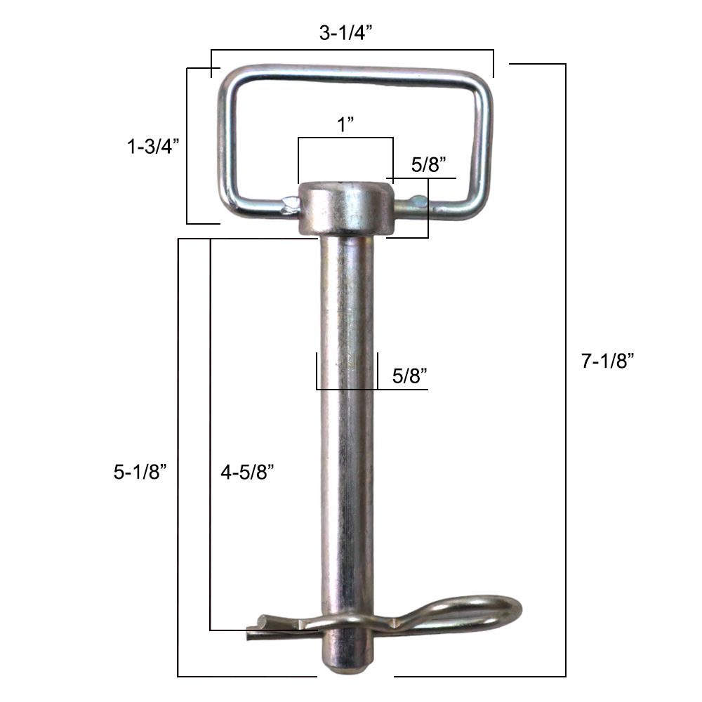 Shocker D-Handle Ball Mount or Receiver Hitch Pin with Clip Diagram