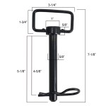 Shocker Black Ball Mount D-Handle Hitch Pin with Clip Diagram