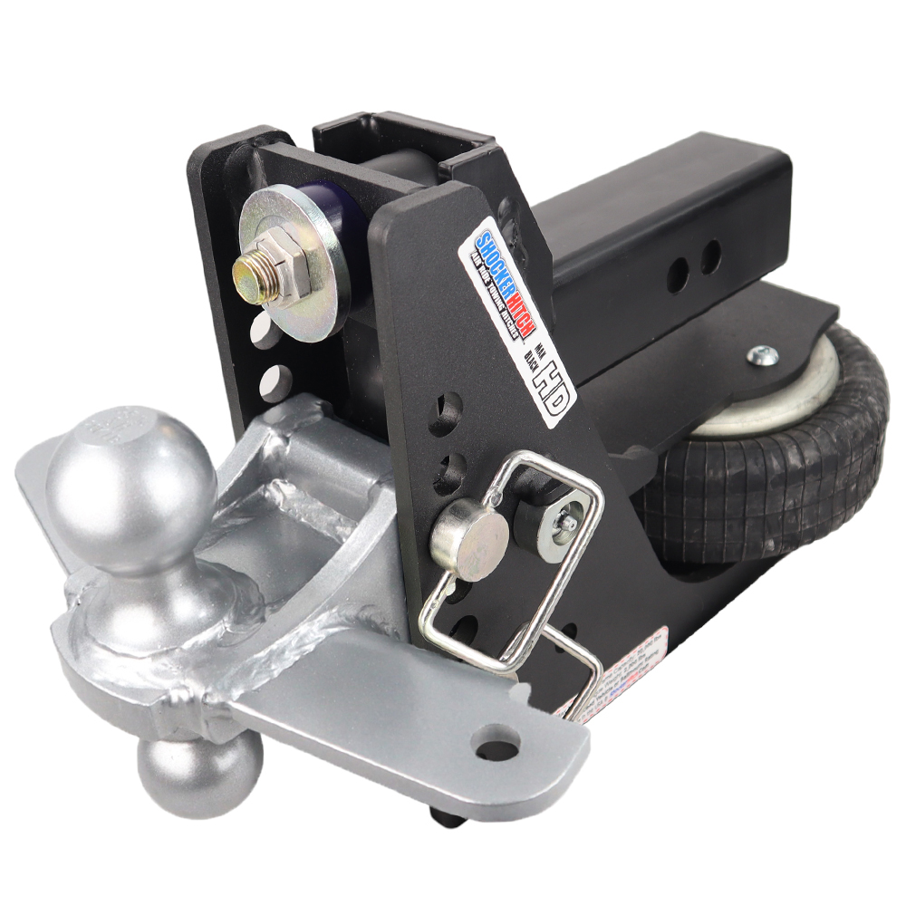 Shocker 20K HD Max Black Air Bumper Hitch with Silver Combo Sway Mount - 2-1/2" Shank