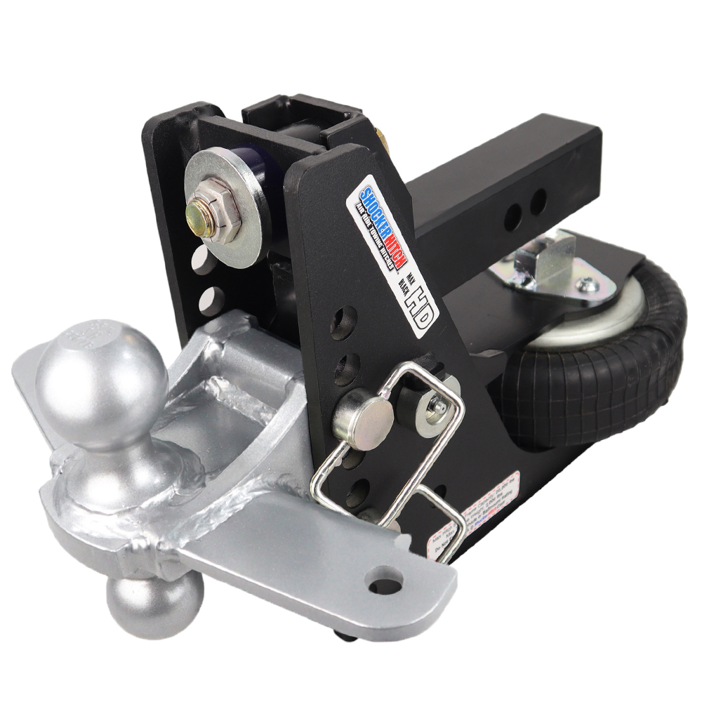 Shocker 20K HD Max Black Air Bumper Hitch with Silver Combo Sway Mount - 2" Shank