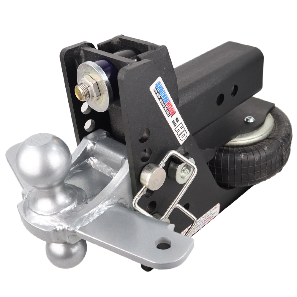 Shocker 20K HD Max Black Air Bumper Hitch with Silver Combo Sway Mount - 3" Shank
