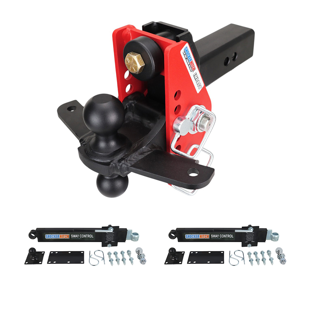 Shocker 14K Impact Dual Cushion Hitch Black Combo Ball & Sway Control Towing Kit - 2-1/2" Receiver