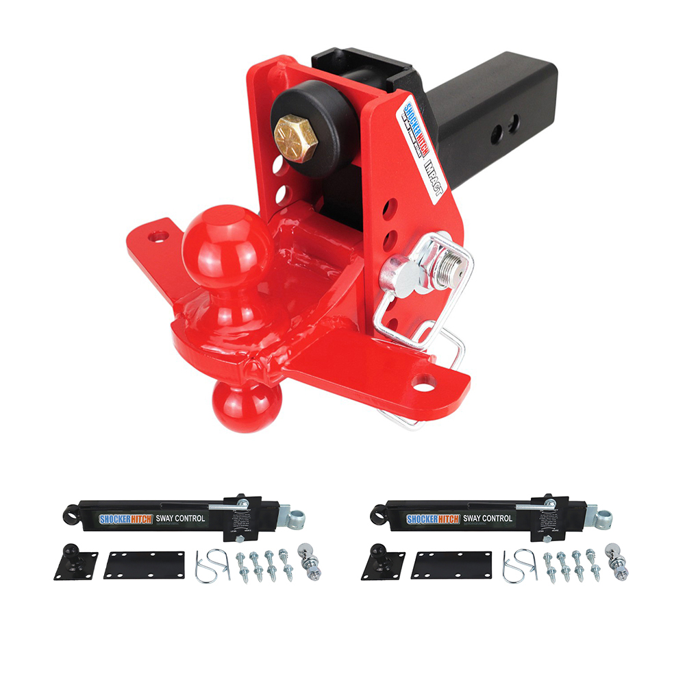 Shocker 14K Impact Dual Cushion Hitch Red Combo Ball & Sway Control Towing Kit - 2-1/2" Receiver
