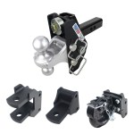 Shocker 20K Impact Max Cushion Bumper Hitch Farm Mount Towing Kit with Pintle Hook, Clevis Pin, Standard Drawbar and Silver Combo Ball Mount - 2" Shank