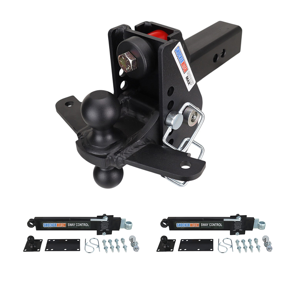 Shocker 20K Impact Max Dual Cushion Hitch Black Combo Ball & Sway Control Towing Kit - 2-1/2" Receiver