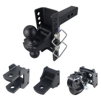 Shocker XR Adjustable Farm Mount Towing Kit with Pintle Hook, Clevis Pin, Standard Drawbar and Black Combo Ball Mount - 2" Shank (10 Hole Channel)