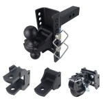 Shocker XR Adjustable Farm Mount Towing Kit with Pintle Hook, Clevis Pin, Standard Drawbar and Black Combo Ball Mount - 2" Shank (10 Hole Channel)