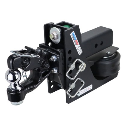 Shocker 12K Max Black Air Bumper Hitch with Pintle Hook and 2" Ball Combo Mount - For 3" Receiver