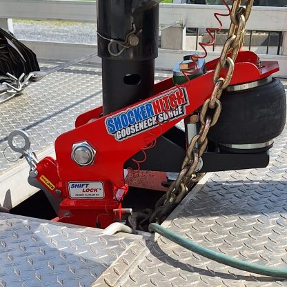 Shocker Gooseneck Air Hitch & Coupler Installed on PJ Trailer (Round Angled Stem)