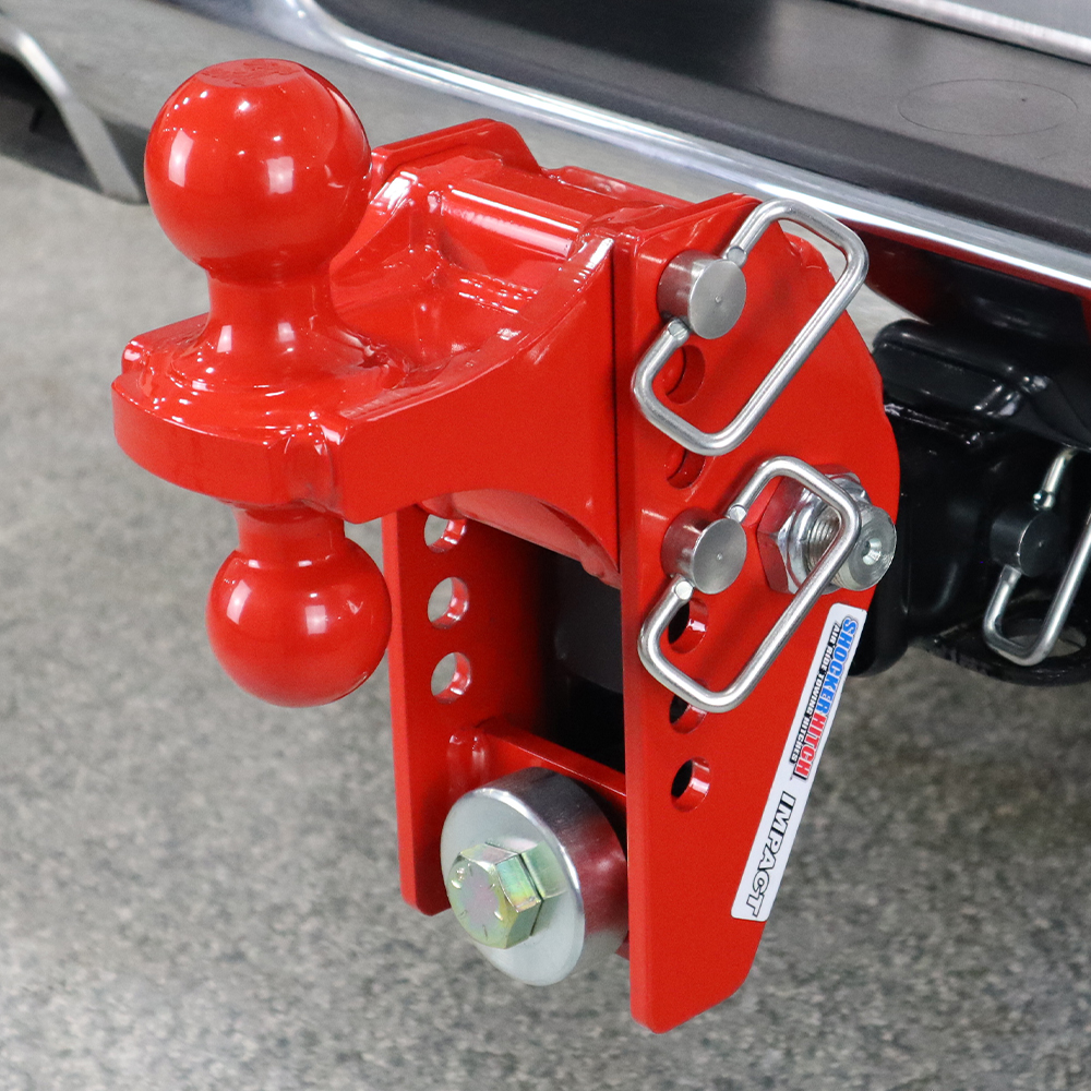 Shocker 14K Impact Cushion Hitch & Red Combo Ball - Flipped in Raised Position