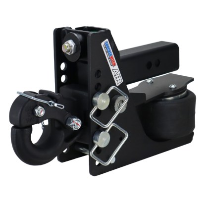 Max Black Air Hitch with Adjustable Channel Pintle Hook Mount - For 2-1/2" Receiver