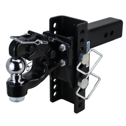 Shocker XR Pintle & 2" Ball Hitch - 10-Hole Channel - For 2-1/2" Receiver