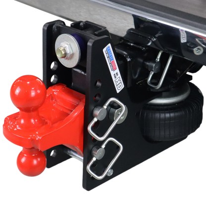 Shocker 20K HD Max Black Air Bumper Hitch with Red Combo Ball Mount Installed