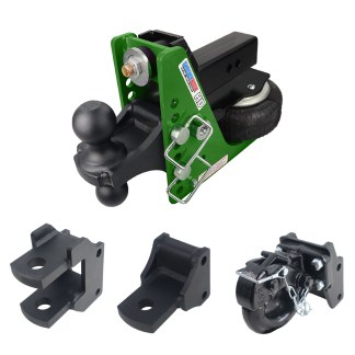 Shocker 20K HD Mean Green Air Bumper Hitch Farm Mount Towing Kit with Pintle Hook, Clevis Pin, Drawbar & Black Combo Ball Mount