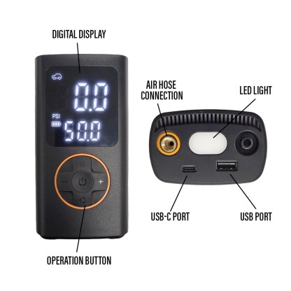 Shocker Compact Portable Air Compressor with Digital Gauge - Diagram