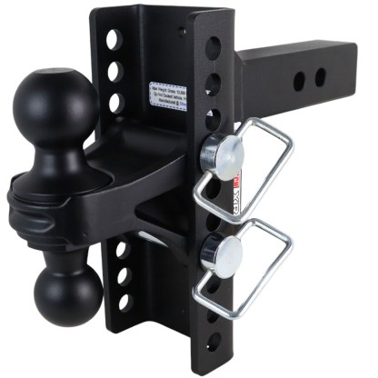 Shocker XR Adjustable Hitch with Black Combo Ball Mount - 10-Hole Channel - For 2" Receiver