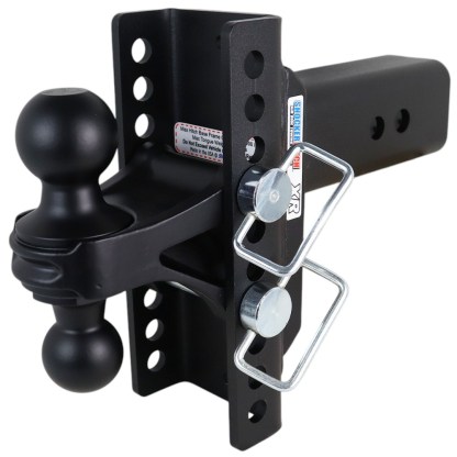 Shocker XR Adjustable Hitch with Black Combo Ball Mount - 10-Hole Channel - For 3" Receiver